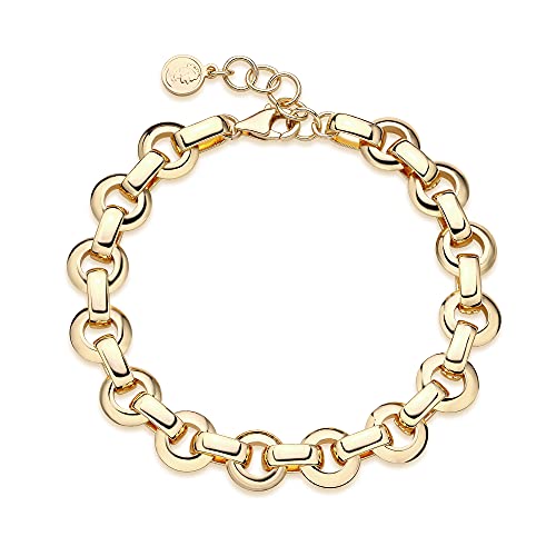 LOYATA Chain Bracelet Gold Link 14K Gold Plated Dainty Pearl Bracelet Simple Jewelry Gift for Women - style: Ball