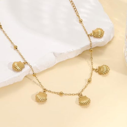Lit Wall Gold Anklets for Women 18K Gold Plated Adjustable Summer Simple Foot Jewelry Ankle Bracelet for Women - style: Shell
