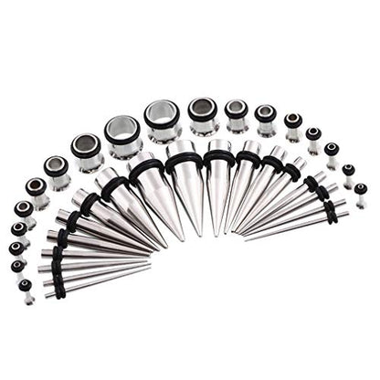36pcs Ear Stretching Kit 14G-00G Surgical Steel Tapers Tunnels Gauges Set for Starter Women and Men Expanders Body Piercing Jewelry - color: Rose Goldtone…
