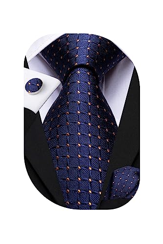 Hi-Tie Men 63inches Tie Set Extra Long Necktie Paisley Tie Pocket Suqare Cufflinks Big and Tall Men Tie - color: Blue Yellow