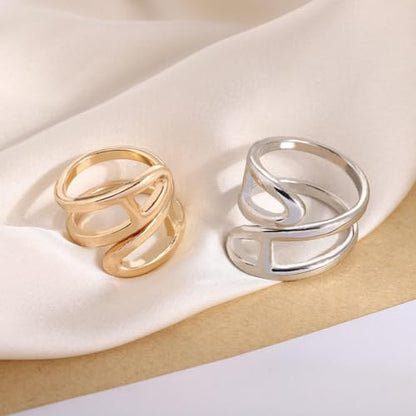 SYWDUDUCLT Scarf Ring for Women's Shawl, Silk Neckerchief, Tshirt, Gold/Sivler, S/M/L, 2 Pcs - style: Snake-G/S