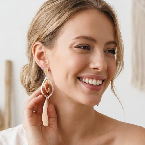 Antique Gold Hammered Disc Drop Earrings Boho Earrings with Two Tone Jewelry Gift - color: EH21612A