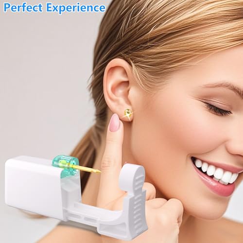 Ear Piercing Kit - Disposable Piercing Gun Preloaded with Different Style 6 mm Studs, at Home Self Piercer Kit (Cool Black) - color: Cool Black