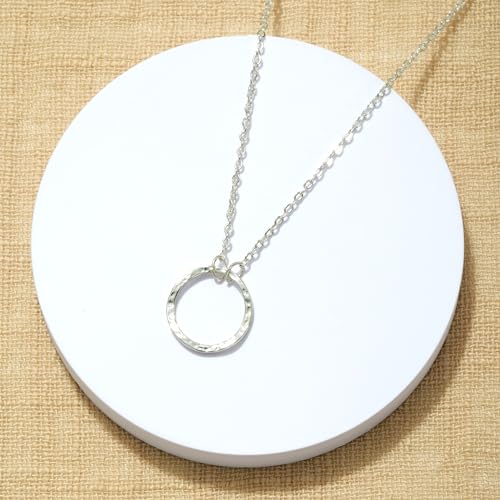 Fettero Pendant Necklace Gold Choker Layered Coin Open Karma Circle Full New Crescent Moon 14K Gold Plated Simple Dainty Necklaces for Women Jewelry Gift - style: Karma Circle Sliver