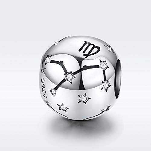 Constellation Charm 925 Sterling Silver Birthstone Bead for Pandora Charms Bracelet-Gift for Anniversary Birthday Christmas Day - color: Virgo （8.23-9.22）