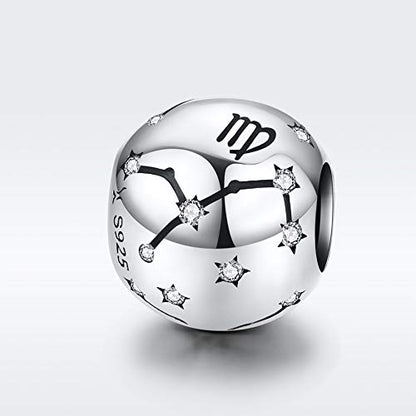 Constellation Charm 925 Sterling Silver Birthstone Bead for Pandora Charms Bracelet-Gift for Anniversary Birthday Christmas Day - color: Virgo （8.23-9.22）