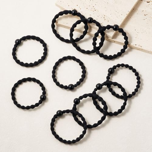 QIUTIMIY 10 Pcs No Damage Hair Ties Thick Hair Elastic Rubber Bands Hair Accessories Scrunchies Seamless for Women - color: Style 16