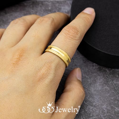 555Jewelry 4mm Sandblast Stainless Steel CZ Wedding Band Ring for Women & Men - color: Gold Style 8