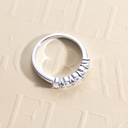Cubic Zirconia Half Eternity Wedding Band Rings Round/Oval/Cushion Cut 5/6 Stones 5A Grade D Color CZ Stacking Band Engagement Promise Rings for Women - style: Raound