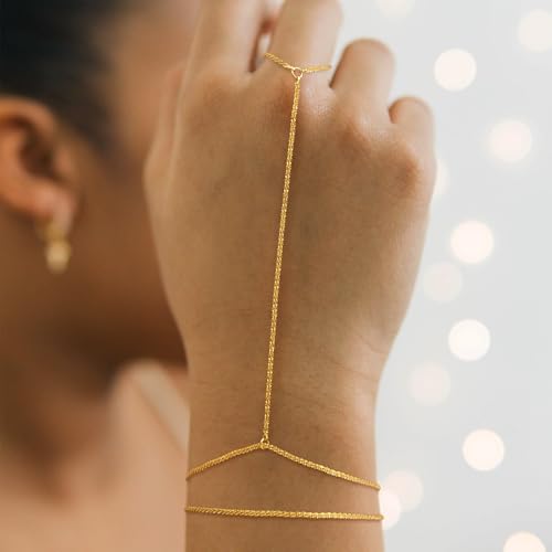 Dainty 14K Gold Plated Bracelets for Women Waterproof, Non Tarnish Gold Jewelry Sets, Thin Stackable Link Paperclip Chain Bracelet Pack Fashion Accessories Gifts for Womens - style: 5Pcs BRACELET SET-09