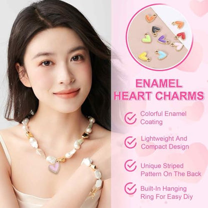 MECCANIXITY Enamel Alloy Heart Charm,Valentine Heart Pendants Love Jewelry Making Charm for DIY Necklace Bracelet Earrings Keychain - color: Light Yellow