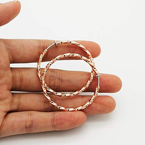 LAXPICOL Twisted Clip On Earrings 4PCS Different Color Gold Silver Black Rose 1.18IN .57IN .96IN .36IN Hoop Earrings Clip On Earrings for Women No Piercing - color: 1.57in