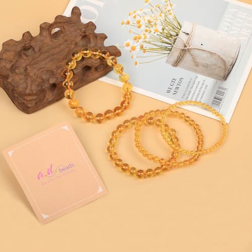 AD Beads Handmade Gemstone Stretch Elastic Bracelet Crystal Healing Reiki Nature's Beauty and Spiritual Essence Unisex (8mm, Citrine (Joy and Abundance)) - color: Citrine (Joy and Abundance ), size: 8mm