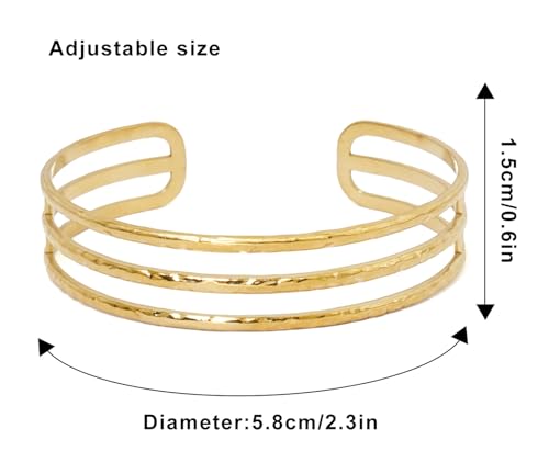 Multi-Layer Cuff Bracelet for Women Cross Wire Bracelets Open Wide Cuff Gold Bangle Bracelet - color: Gold 44