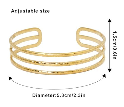 Multi-Layer Cuff Bracelet for Women Cross Wire Bracelets Open Wide Cuff Gold Bangle Bracelet - color: Gold 44