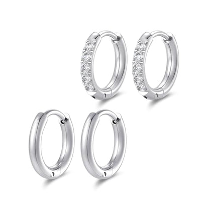 Small Hoop Earrings for Women, Stainless Steel Huggie Hoop earrings, 18G | 2/4/6 Pairs, 6mm/8mm/12mm Small Hoop Earrings, Lobe Helix Conch Tragus Daith Rook Cartilage Piercing Jewelry,Gold Silver - color: Silver-2 pairs-8mm