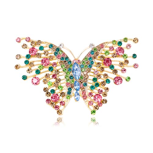 Dainty Rhinestone Butterfly Brooch for Women Men Chic Cute Sparkly Crystal Animal Lapel Pins for Suit Dress Hat Bag Tie Wedding Holiday Accessories Jewelry - color: Colored Gold