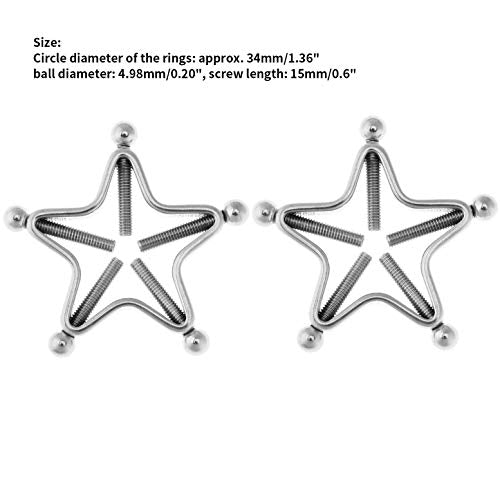 1 Pair Adults Non-Piercings Nipple Shield Adjustable Body Piercing Geometric Stars Nipple Clamp Ring Body Jewelry - color: #1 Silver