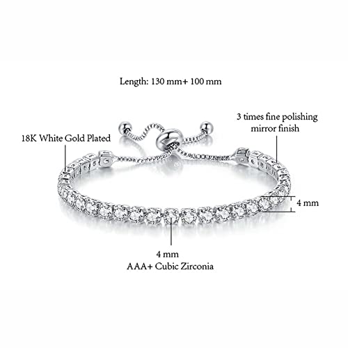 4pcs Set Zirconia Pendant Necklace Earrings Ring Bangle Set Silver Crystal Fashion Adjustable Zircon Jewelry for Women Wife Party Prom Engagement Wedding Gifts - style: Casual