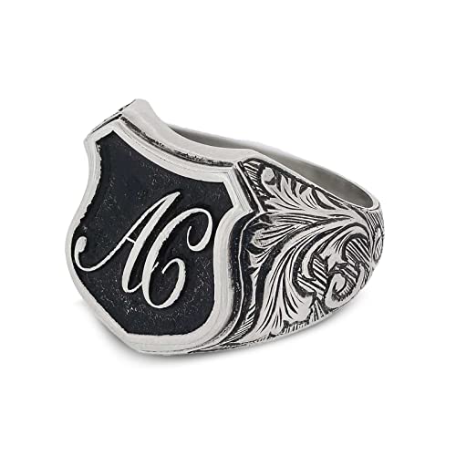 Engraved Initial Signet Ring, Monogram Letter Ring, Handmade Letter Ring, Personalized Gift for Him, Customized Name Ring, Initial Ring