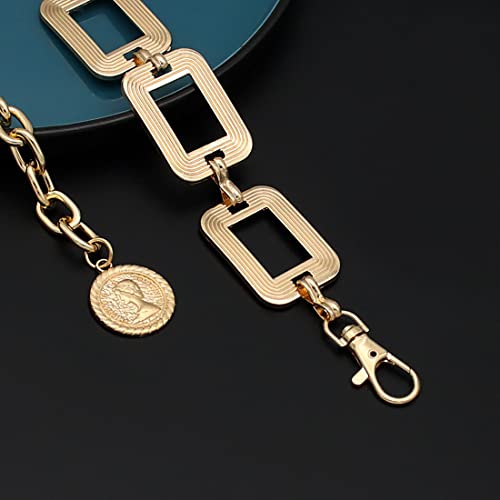 Women's Chain Belt Metal Waist Belt Chunky Belly Link Belt - color: Square Gold, size: S: 41.3 in