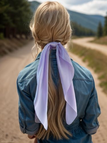 3PCS Hair Scarf Scruncheis for Women Knotted Bow Hair Ties Elastic Bands Satin Hair Ribbon Scrunchy Red Ponytail Holder for Women and Girls (Blue Lilac Pink) - color: Blue Lilac Pink