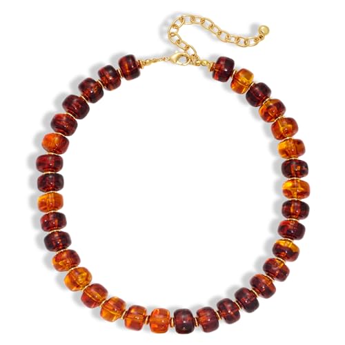 LILIE&WHITE Resin Chunky Beaded Necklace for Women Minimalistic Modern Statement Necklace Jewelry Accessories - color: XL23228H
