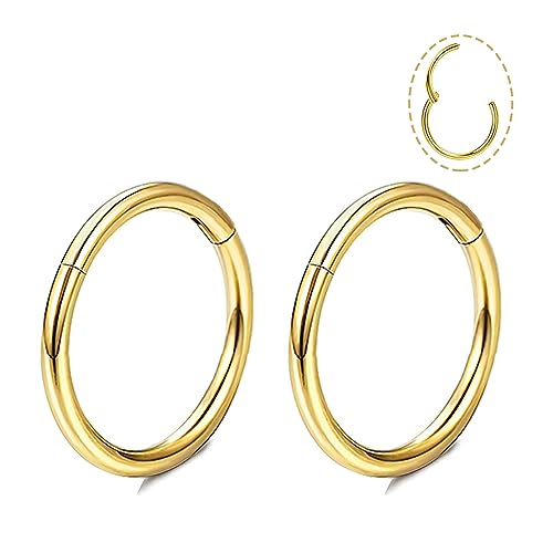 Small Gold Hoop Earrings, Lightweight 14K Gold Plated Huggie Hoop Earrings for Cartilage Helix Tragus, Hypoallergenic Earrings for Women Men, Tiny Thin Hoops Surgical Steel Endless Hoops Earrings 6-10 mm - color: 7mm Hoop Gold-18g