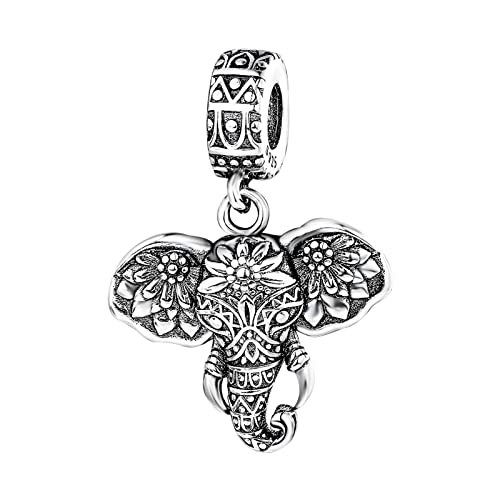 Family Love Mother Daughter Grandma Charm 925 Sterling Silver fits Bracelets Necklace Pendant Bead Charms Jewelry Gift for Women Family Friends - color: Elephant Charm