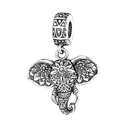 Family Love Mother Daughter Grandma Charm 925 Sterling Silver fits Bracelets Necklace Pendant Bead Charms Jewelry Gift for Women Family Friends - color: Elephant Charm