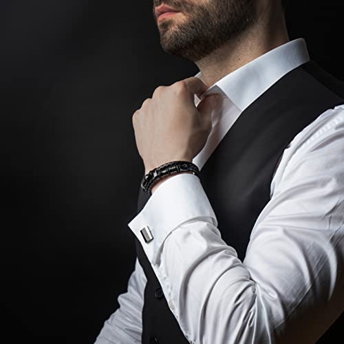 SERASAR Premium Leather Bracelet Men | Stainless Steel Magnetic Clasp | Three Colors | Jewelry Box Included - color: Black, size: 20cm, style: Spirit