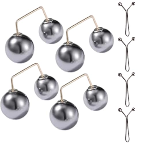 Ouliget Safety Pins Sweater Shawl Clips,Faux Pearl Pins Brooch for Women Anti Exposure Neckline,Waist Adjuster for Hijab Loose T-Shirt Sleeves Collar Pants Hems Wedding Decor,8 Pieces (Black) - color: Black