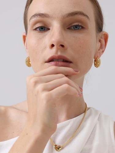 FRUMOS 18K Gold Plated Chunky Hoop Earrings for Women Fashion Thick Gold Hoops Set Jewelry for Birthday Christmas Gifts - color: Gold Mulberry Shape Hoop
