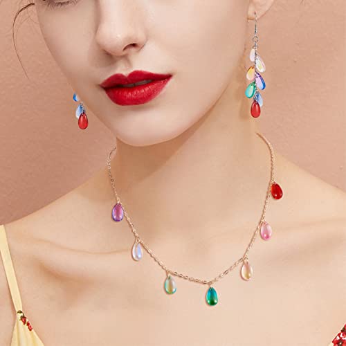 Cheriswelry 200pcs Teardrop Transparent Glass Charms Crystal Dangle Pendants Mini Hanging Ornament Dyed Heated 13.5x8mm for DIY Craft Earring Bracelet Necklace Jewelry Making Supplies - color: Mixed Color*10
