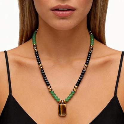 Money Bracelets Necklace Jewelry Set for Women Men Jade Crystal Tiger Eye Obsidian Beaded Necklace Feng Shui Good Luck Money Bracelet Wealth Attraction Accessories Outfits Protection Jewelry Gifts - color: A4