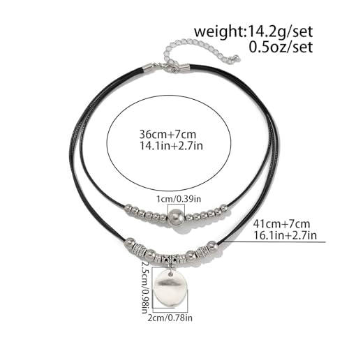 Slip Chain Necklace for Women Gothic Stainless Steel Bar Pendant Cuban Link Necklaces Adjustable Goth O Ring Long Necklaces Punk Rock Collar Choker Trendy Lariat Y Necklace - color: Disc
