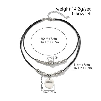 Slip Chain Necklace for Women Gothic Stainless Steel Bar Pendant Cuban Link Necklaces Adjustable Goth O Ring Long Necklaces Punk Rock Collar Choker Trendy Lariat Y Necklace - color: Disc