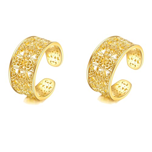 Celtic Knot/Celtic Knot/Bat/Filigree Viking Earrings 925 Sterling Silver Non Piercing Ear Cuff Earrings Cool Earring Cuff for Women Men - color: filigree-A-gold