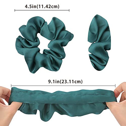 Lolalet Scrunchies for Women, Satin Hair Scrunchies Softer Than Silk Hair Ties for Hair Sleep, Big Scrunchy Ponytail Holder with Elastic Hair Bands for Girls Thick Thin Curly Hair -6 Pack, Style D - color: 3 - Satin/Dark Blue, Champagne, Light Purple, Bla