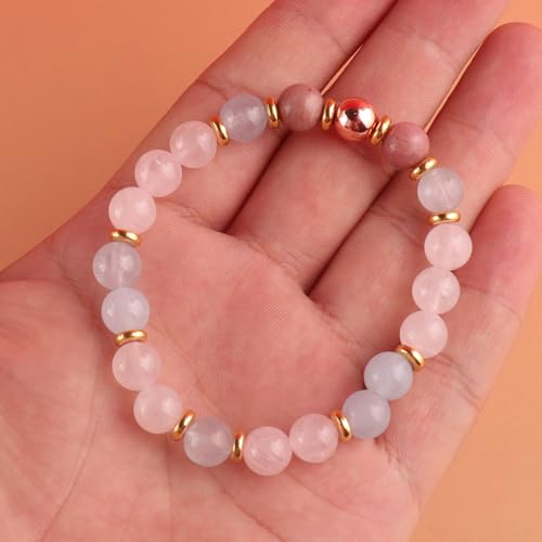 KSQS Healing Stone Bead Bracelet for Women, Natural Gemstones Balance Protection Bracelet, Spiritual Crystal Beads Bracelet Anxiety Relief with Meaning Card - color: Healthy Pregnancy-1