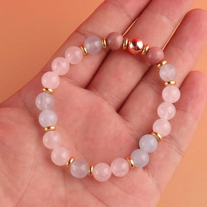 KSQS Healing Stone Bead Bracelet for Women, Natural Gemstones Balance Protection Bracelet, Spiritual Crystal Beads Bracelet Anxiety Relief with Meaning Card - color: Healthy Pregnancy-1