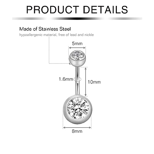 Briana Williams Belly Button Ring Belly Rings Belly Button Piercing Gold Belly Button Ring for Women Clicker Belly Ring Belly Piercing Stainless Steel 14g 10mm Blley Navel Rings Piercing Jewelry - color: B1 -12pcs