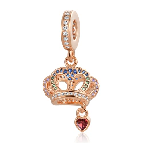 Bow Royal Crown Married Couple Wine Bottle Lock Key Arrow Heart Dangle Charm Bead for Pandora Bracelet … - style: Rose Gold Crown