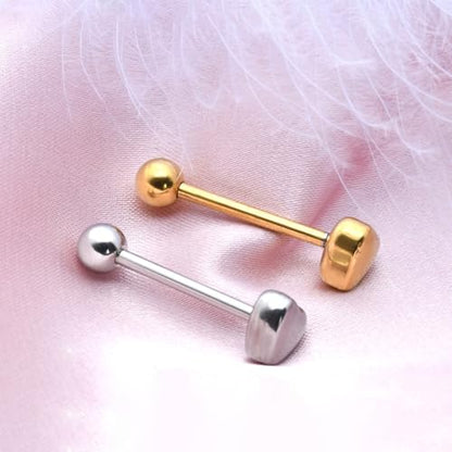 14G Heart Tongue Rings 316L Stainless Steel Tongue Barbell Straight Bar Tongue Piercing Jewelry for Women