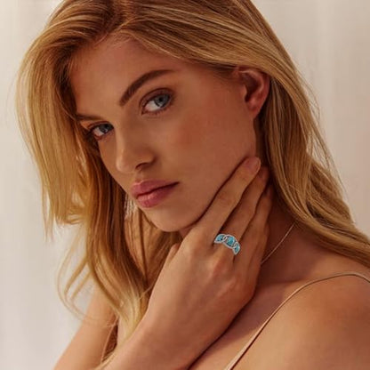 Genuine Turquoise Rings for Women 925 Sterling Silver Daisy Western Rings Vintage Nature Gemstone Real Turquoise Jewelry for Women