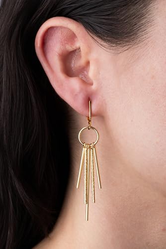 Gold Tone Non Pierced Clip On Dangling Earrings - style: Gold Modern Drops