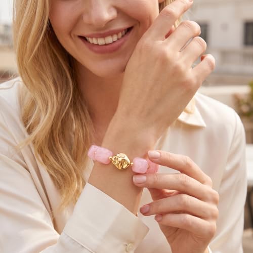 Chunky Beaded Bracelet for Women-Boho Bold Acrylic Resin Stretch Bracelets Trendy Summer Beach Elastic Bangle Vacation Jewelry Accessories - color: Style 2-Pink