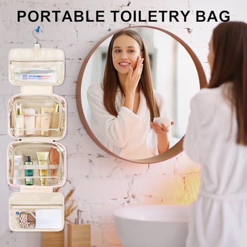 TOPEAST Hanging Toiletry Bag for Women - Travel Toiletry Bag Makeup Bag, Portable Toiletries Cosmetic Bag, Airplane Travel Essentials - Letter N, Blue - color: Blue, style: N