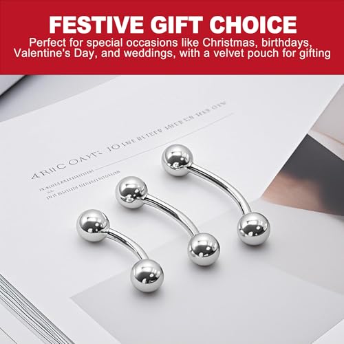 8Pack 16G 6-12mm 316L Surgical Steel Eyebrow Rings Curved Barbell Rook Daith Anti Eyebrow Piercing Jewelry Vertical Labret Jewelry for Women Men