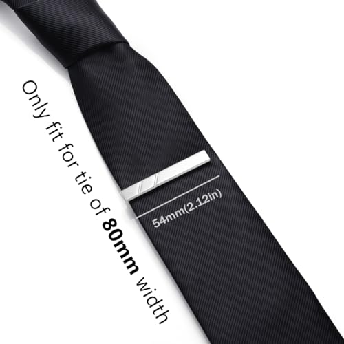 HONEY BEAR 1.97" 2.12" 2.36" Standard Tie Clip for Men Business Wedding | Classic Minimalist, Steel-Plated Copper Base, Gift-Boxed, Thickened, Rounded Corners, Easy to Slide On, No Snag or Wrinkle - style: Shinny Silver 5.4cm